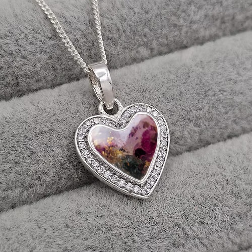 NEW FLAT BACK CZ 14MM MINI HEART 925 SILVER PENDANT