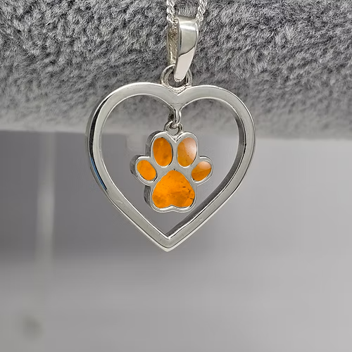 NEW HEART DANGLE PAW 20MM 925 SILVER PENDANT