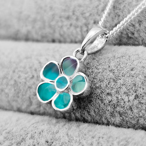 MINI 8MM 925 SILVER FORGET ME NOT PENDANT
