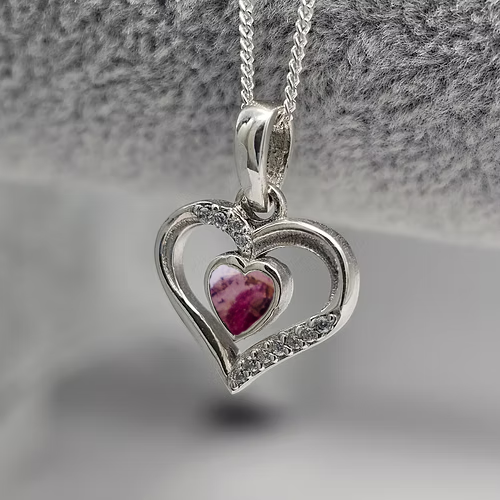 ** NEW ** CRYSTAL CENTRE HEART BEZEL PENDANT 925 Silver